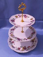 Zsolnay pillangó mintás emeletes süteményes kínáló  