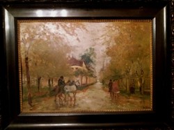 1 Ft-os aukció// Eredeti Berkes Antal (1874-1938) Utcakép - Festmény