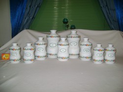 Retro Alföldi porcelán fűszertartó készlet - 9 részes, makulátlan