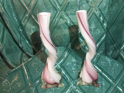 Muránoi stílusú csavart üveg váza pár