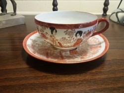 Japán festett tojáshéj porcelán csésze  és alj