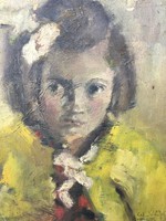 Glück Felix:Kislány portréja ??Mariának ajánlással 1946.