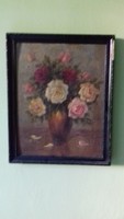 Lunyák otto - flower still life - oil / canvas painting signed