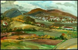 Watercolor landscape, "pilis"
