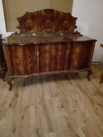 Nagyméretű, Antik olasz chippendale tálaló szekrény, nappali bútor I. világháború idejéből 