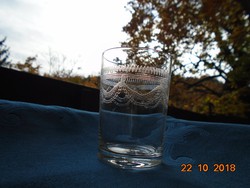 Antik szecessziós mintás savmaratott pohár-7,5 cm