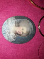 Antik miniatur portre 14k 1700-1800 as ev.