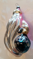 Régi üveg karácsonyfadísz retro mikulás télapó üvegdísz 12 cm
