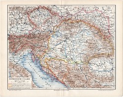 Osztrák - Magyar - Monarchia térkép 1906, eredeti, Nagy - Magyarország, német, régi, Ausztria