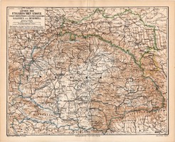 A Magyar Korona országai térkép 1890, eredeti, Galícia, Bukovina, Nagy - Magyarország, német, régi