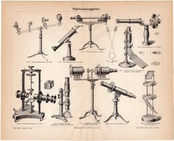 Polarizációs készülékek, egyszínű nyomat 1888, német nyelvű, eredeti, eszköz, polarizáció, fény