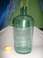 Régi türkiz üveg palack - 38 cm