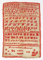 0T756 Antik keresztszemes betűsablon hímzés 1900