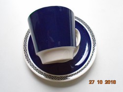 Jugendstil Villeroy&Boch Mettlach Saar SAPHIR mintás kobaltkék kávés/teás csésze alátéttel