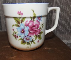 Régi virágmintás jelzett kakaós bögre / teás bögre / csésze