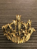 Gyönyörű holland aranyozott tulipánon bross, kitűző, ékszer