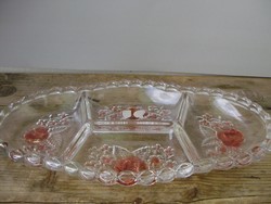 Retro Walter Glass rózsás metszett üveg kínáló,asztalközép