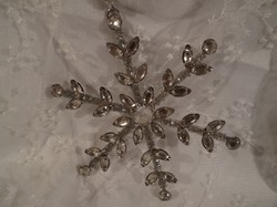 Karácsonyfadísz - hópihe - régi - nagy - vastag - 23 cm - átmérő 13 cm - fém - üveg - gyöngy