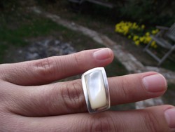 Kagylós ezüst gyűrű, ásvány, 