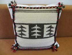 'Celebrating - Holly' hand-woven wool / cotton pillowcase with gift pillow