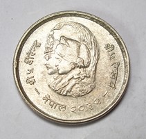 Nepál ezüst 20 rupees 1975