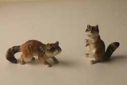 Mosómedve pár, festett biszkvit (bisquit) porcelán mini szobor