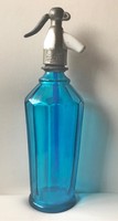 antik kék szódásüveg ritka forma  31 cm