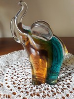  Muránói tömör üveg elefánt zöld