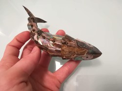 Abalone kagylóval  Judaika üvegnyitó halacska antik darab