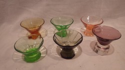 6 db régi színes üveg likőrös poharak