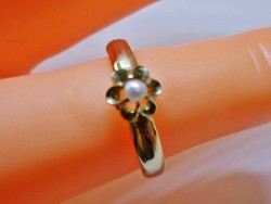 Antik szép 14kt-os arany gyűrű valódi gyöngy dísszel