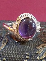 925-s ezüsttel töltött gyűrű, 5,5 Ct Ametiszt kővel