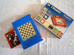 Retró, nagyon ritka mágneses úti társasjáték pörgethető 10 játékkal dobozában