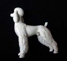 Retró Hollóházi matt fehér uszkár nagy kutyus ritkaság 
