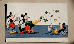 Régi képeslap újévi Mikiegér üdvözlőlap 1933