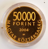 50000 forint 2004 Magyar Köztársaság Magyarország az európai unió tagja arany érme