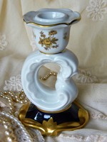 Elegáns Weimar porcelán gyertyatartó, echt kobalt, arany