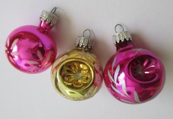 Régi üveg karácsonyfadísz  gömbök soproni díszek