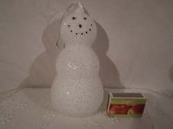 Karácsonyfadísz - hóember - nagy - vastag - üveg -  16 x 8 cm