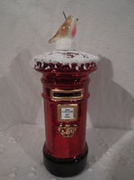 Karácsonyfadísz - Angol - vastag - üveg postaláda 15 x 6 cm