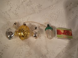 Karácsonyfadísz - üveg - régi - Osztrák 4 db  3 dió - 1 makk - 6 x 4 cm - 4 x 3 cm