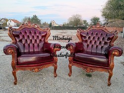 Chesterfield faragott barokk bőr fotelek