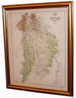 Pest - Ilis - Solt - Kiskun vármegye térkép 1898, Pallas nyomat keretezve, Gönczy Pál