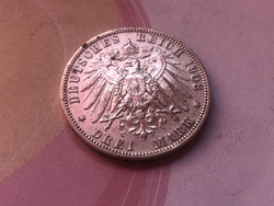 1908 ezüst német 3 márka 16,6 gramm 0,900