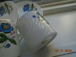 4 db Kínai virágos ,ezüst csíkos,csavart mintás, áttetsző porcelán mokkás készlet