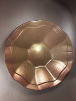 Handcrafted kasper - mobach golden iridescent ceramic serving bowl marked
