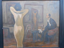 Szopos Sándor(1881-1954)Festő és modellje.Nagybányai,erdélyi festő.