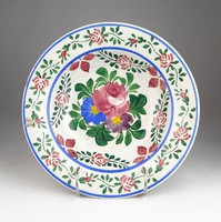 0U169 Antik kék Hollóházi porcelán falitányér