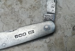 Antik angol ezüst nyelű bicska, zsebkés, kés
