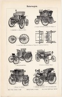 Automobil, egy színű nyomat 1896, német nyelvű, gépkocsi, motoros kocsi, motor, jármű, hajtás